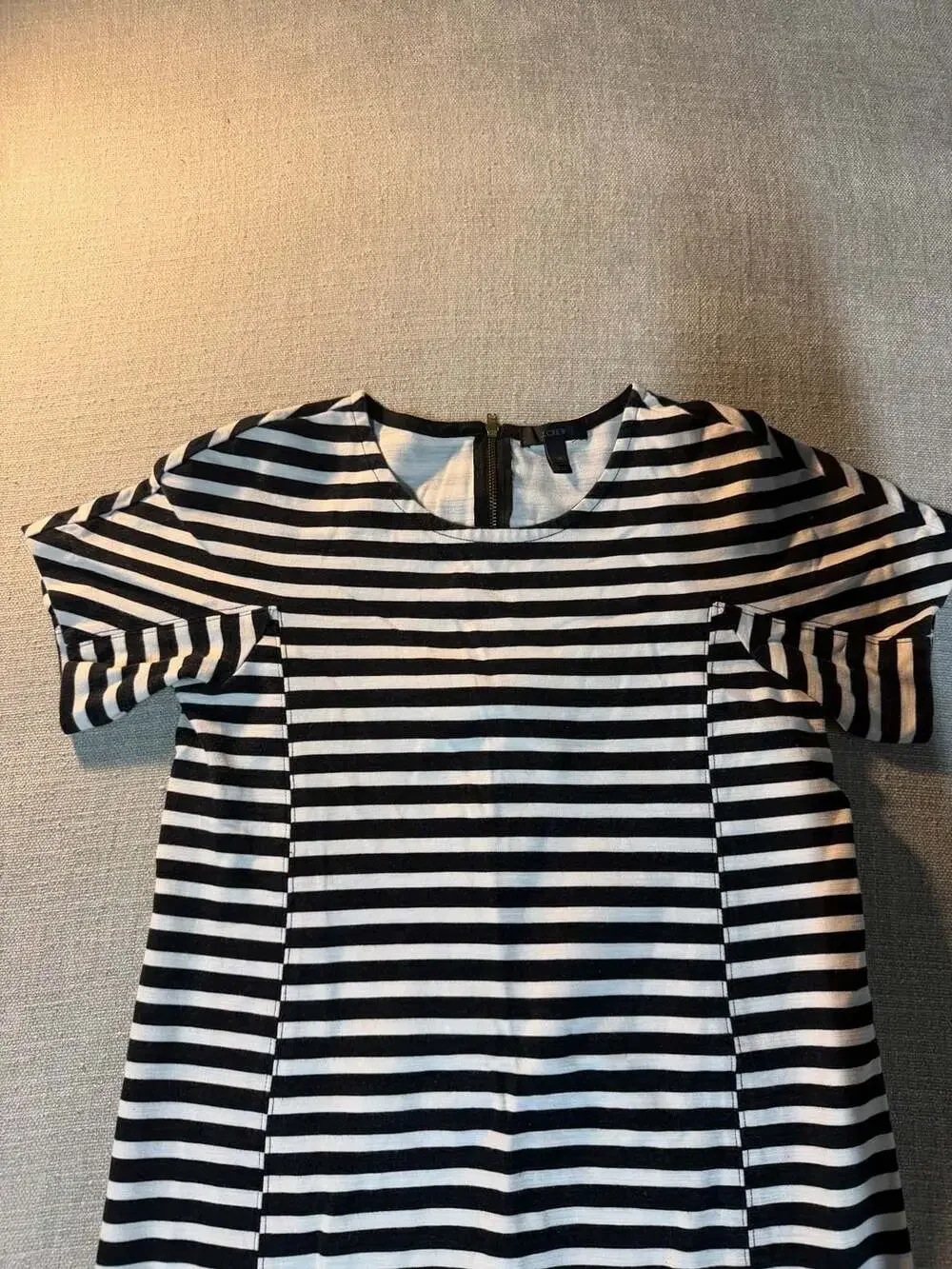 J. Crew Black and White Striped Short Sleeve Shift Dress XS